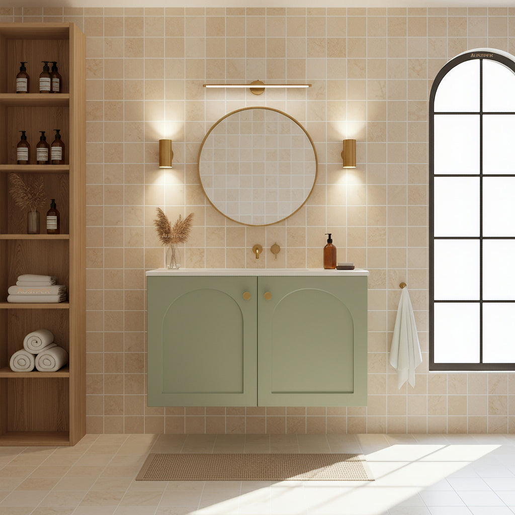 LUKKA CHESTER FEDERATION OLIVE GREEN 600MM SINGLE BOWL WALL HUNG VANITY