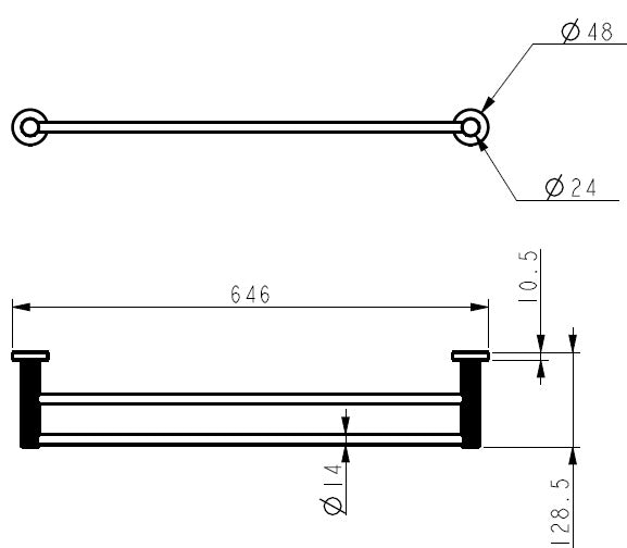 IKON LINIE NON HEATED DOUBLE TOWEL RAIL GUN METAL (AVAILABLE IN 600MM AND 800MM)