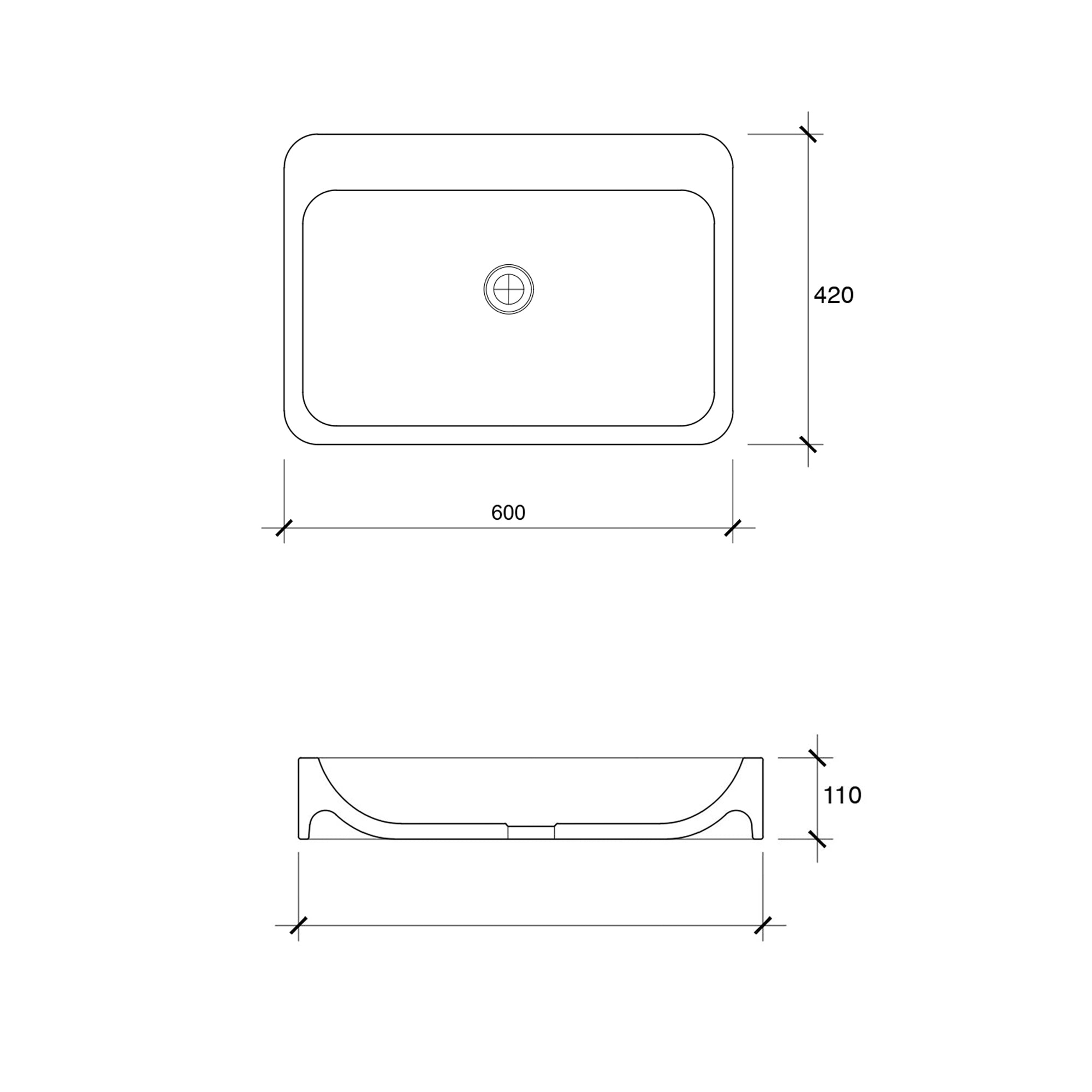 VEROTTI DAKOTA ABOVE COUNTER CONCRETE BASIN MATTE GREY 600MM