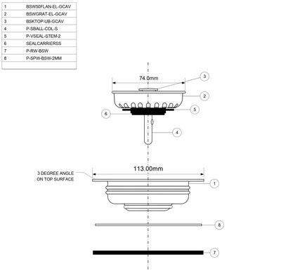 SCHOCK STRAINER & FLANGE BLACK