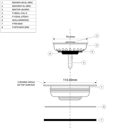 SCHOCK STRAINER & FLANGE WHITE
