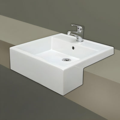 FIENZA RAK NOVA SEMI-RECESSED BASIN GLOSS WHITE 460MM