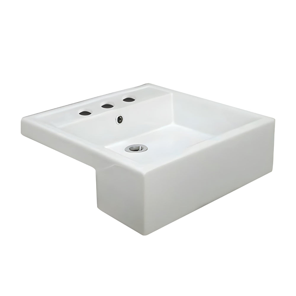 FIENZA RAK NOVA SEMI-RECESSED BASIN THREE TAP HOLES GLOSS WHITE 460MM