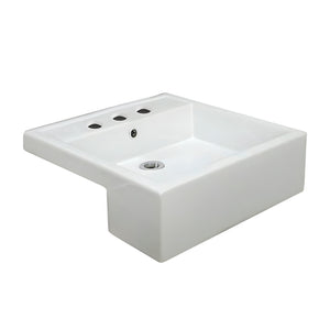 FIENZA RAK NOVA SEMI-RECESSED BASIN THREE TAP HOLES GLOSS WHITE 460MM