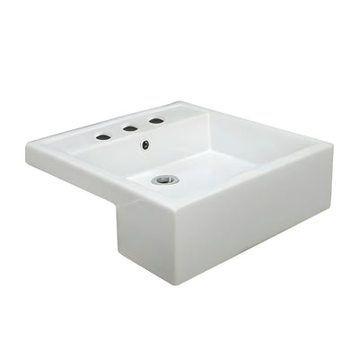 FIENZA RAK NOVA SEMI-RECESSED BASIN THREE TAP HOLES GLOSS WHITE 460MM