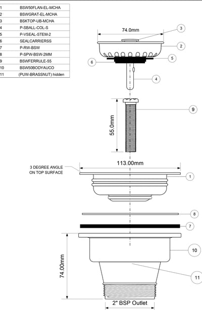 SCHOCK PLUG & WASTE STONE