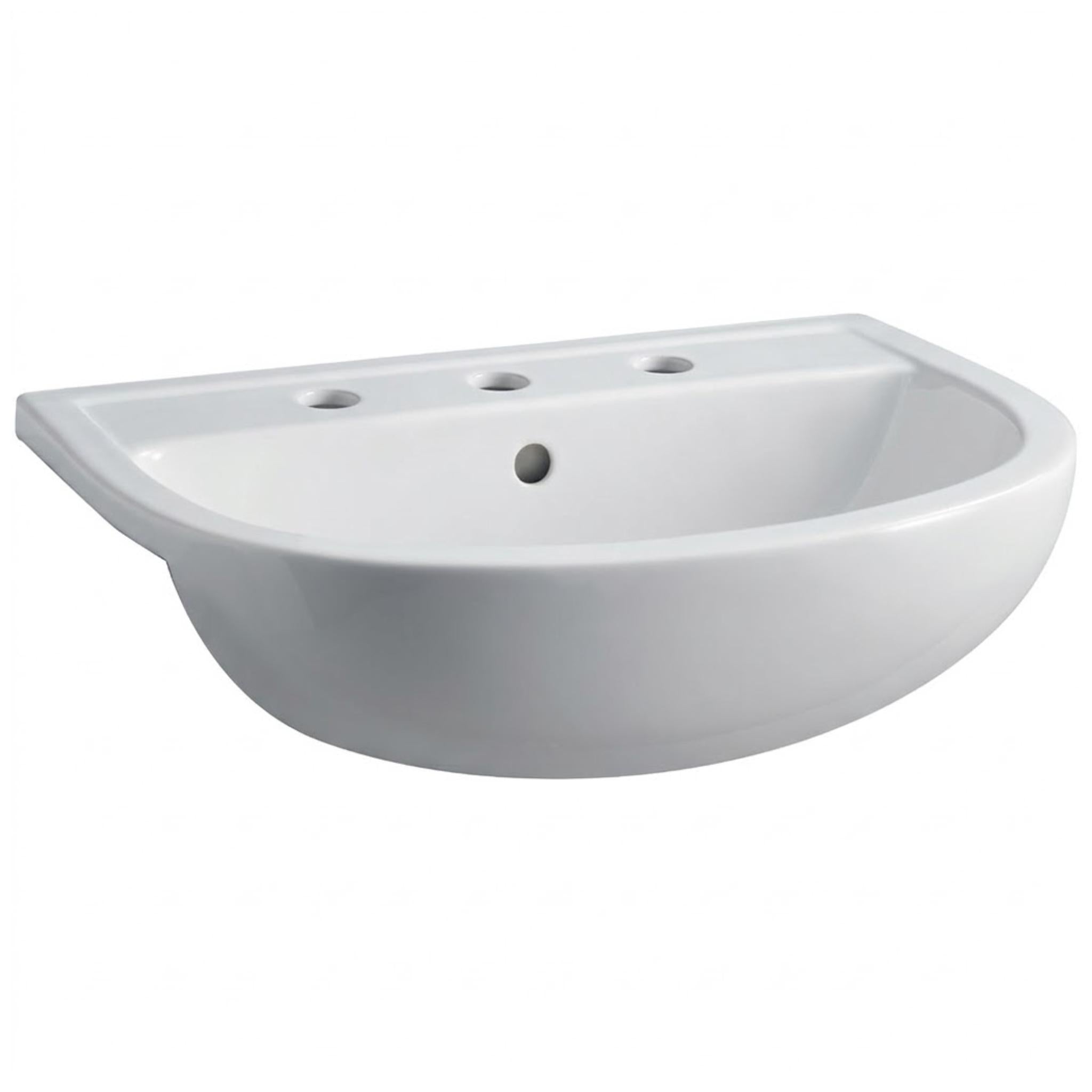 FIENZA RAK COMPACT SEMI-RECESSED BASIN THREE TAP HOLES GLOSS WHITE 550MM