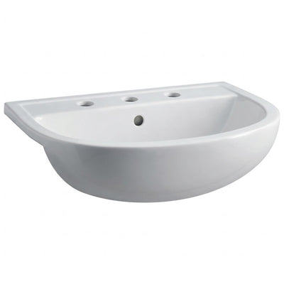 FIENZA RAK COMPACT SEMI-RECESSED BASIN THREE TAP HOLES GLOSS WHITE 550MM