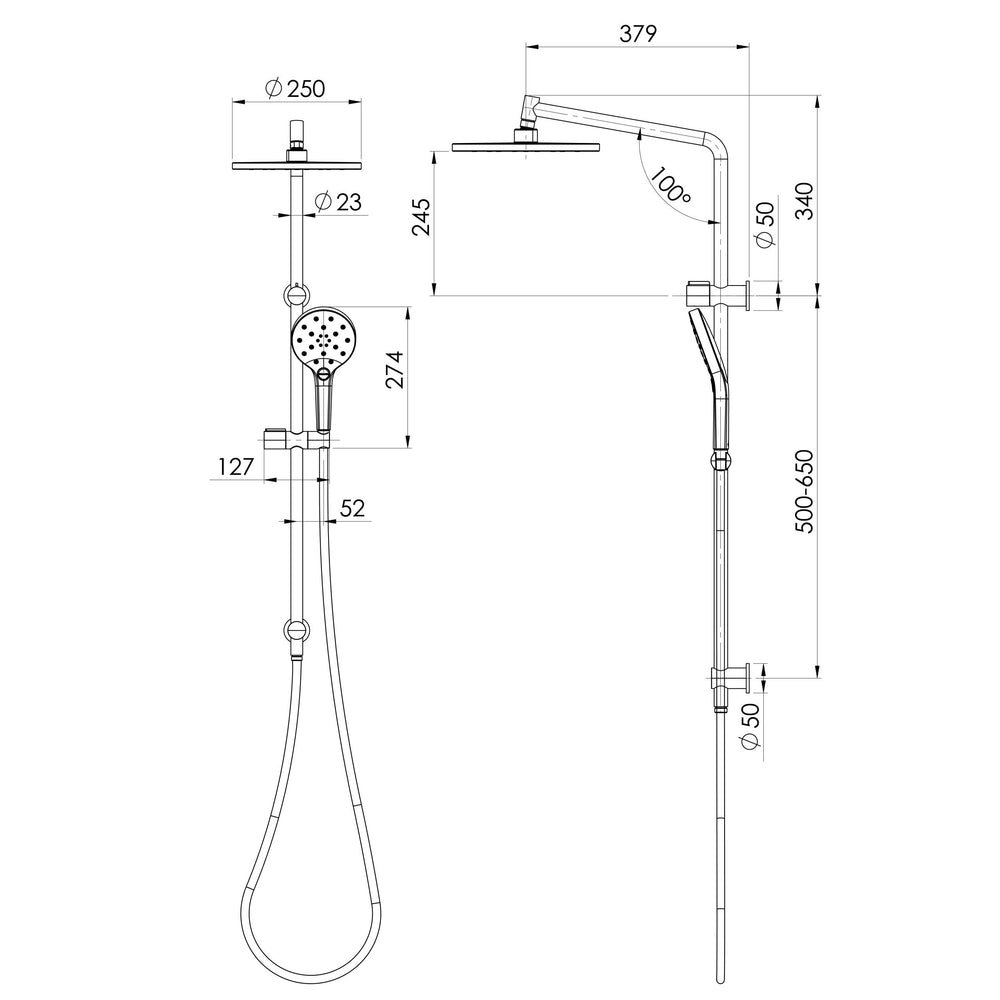 PHOENIX ORMOND TWIN SHOWER MATTE BLACK