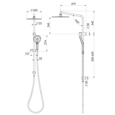PHOENIX ORMOND TWIN SHOWER MATTE BLACK