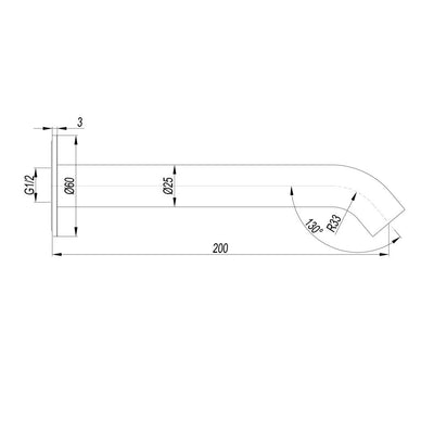 LINKWARE ELLE 316 WALL SPOUT 200MM GUN METAL