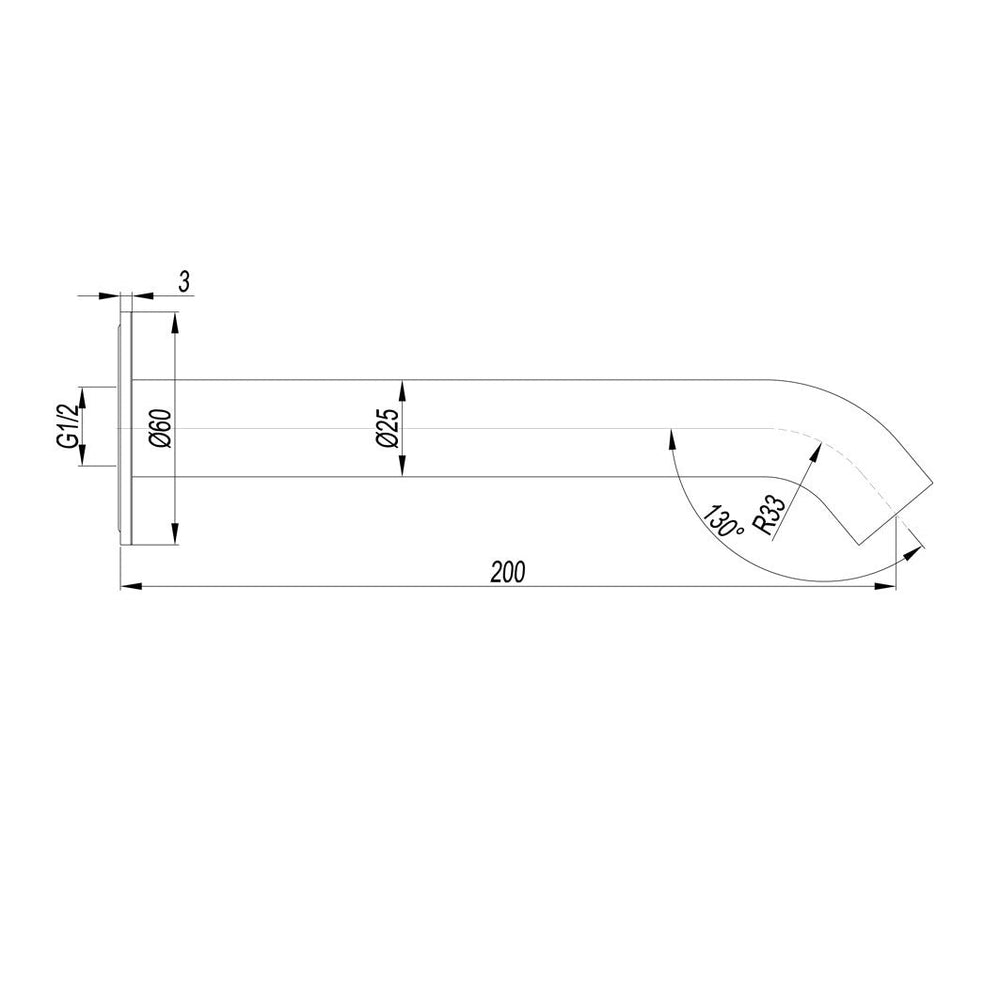 LINKWARE ELLE 316 WALL SPOUT 200MM CHROME