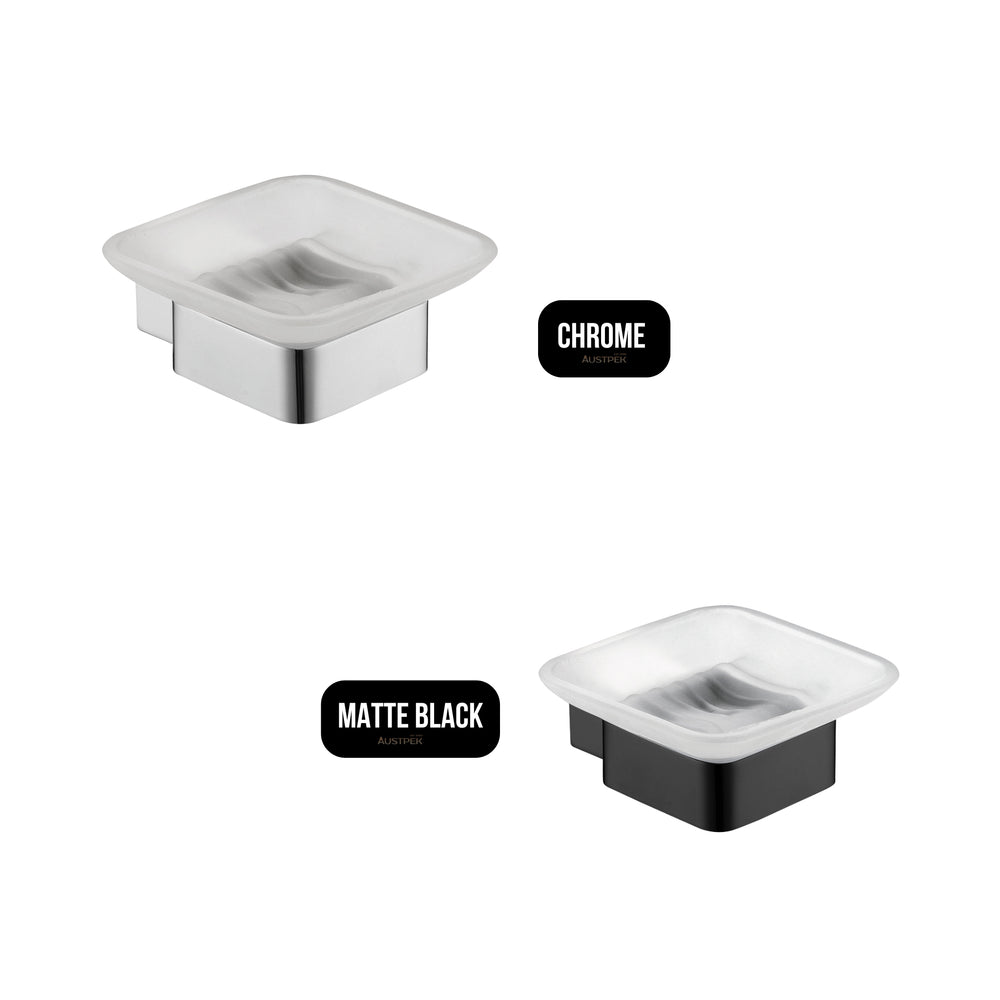 IKON ROSA SOAP DISH GLASS 105MM CHROME