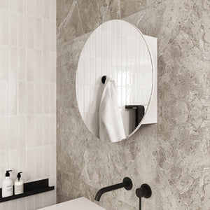 THERMOGROUP ABLAZE ROUND MIRROR CABINET WHITE 600MM