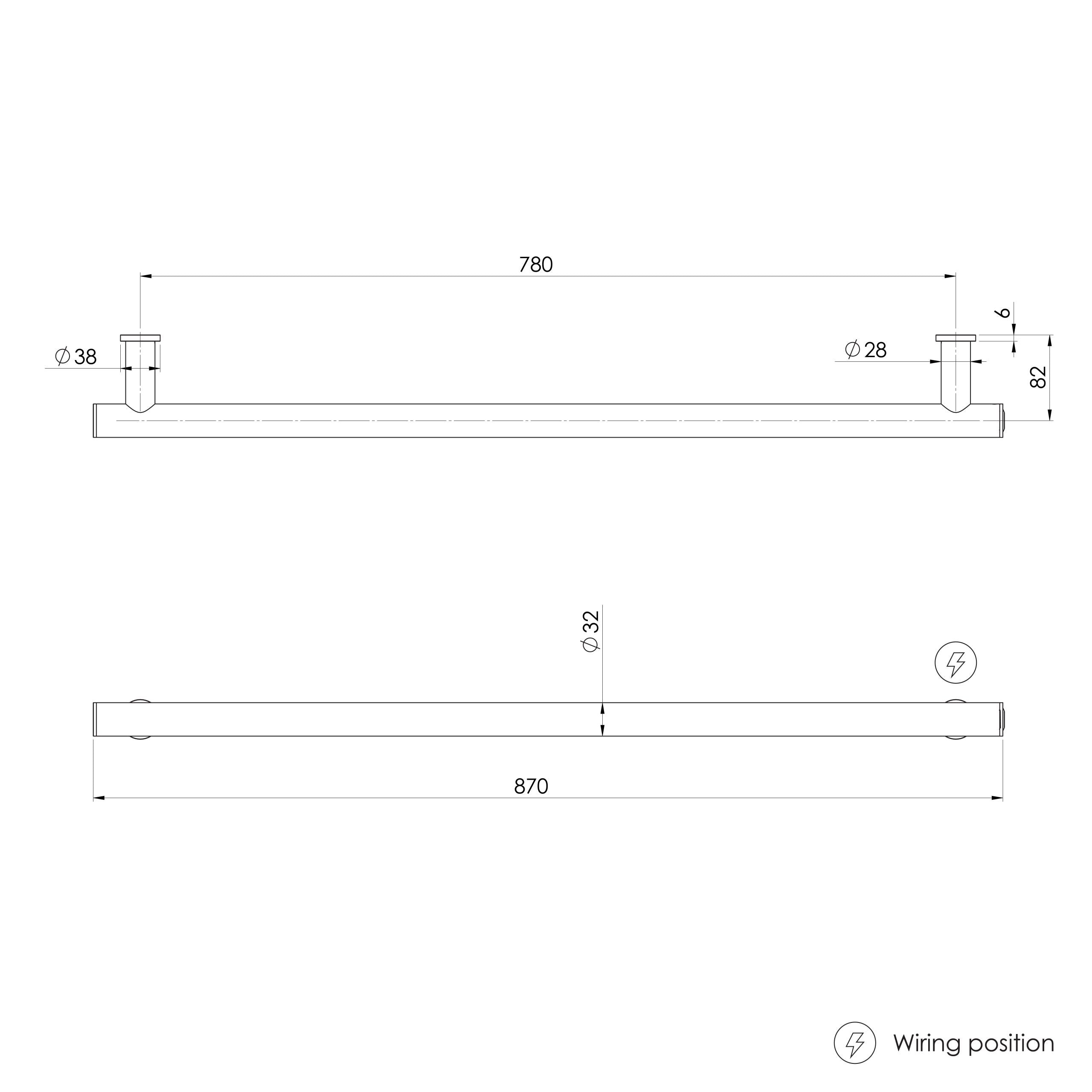 PHOENIX ROUND SINGLE HEATED TOWEL RAIL BRUSHED NICKEL (AVAILABLE IN 600MM AND 800MM)