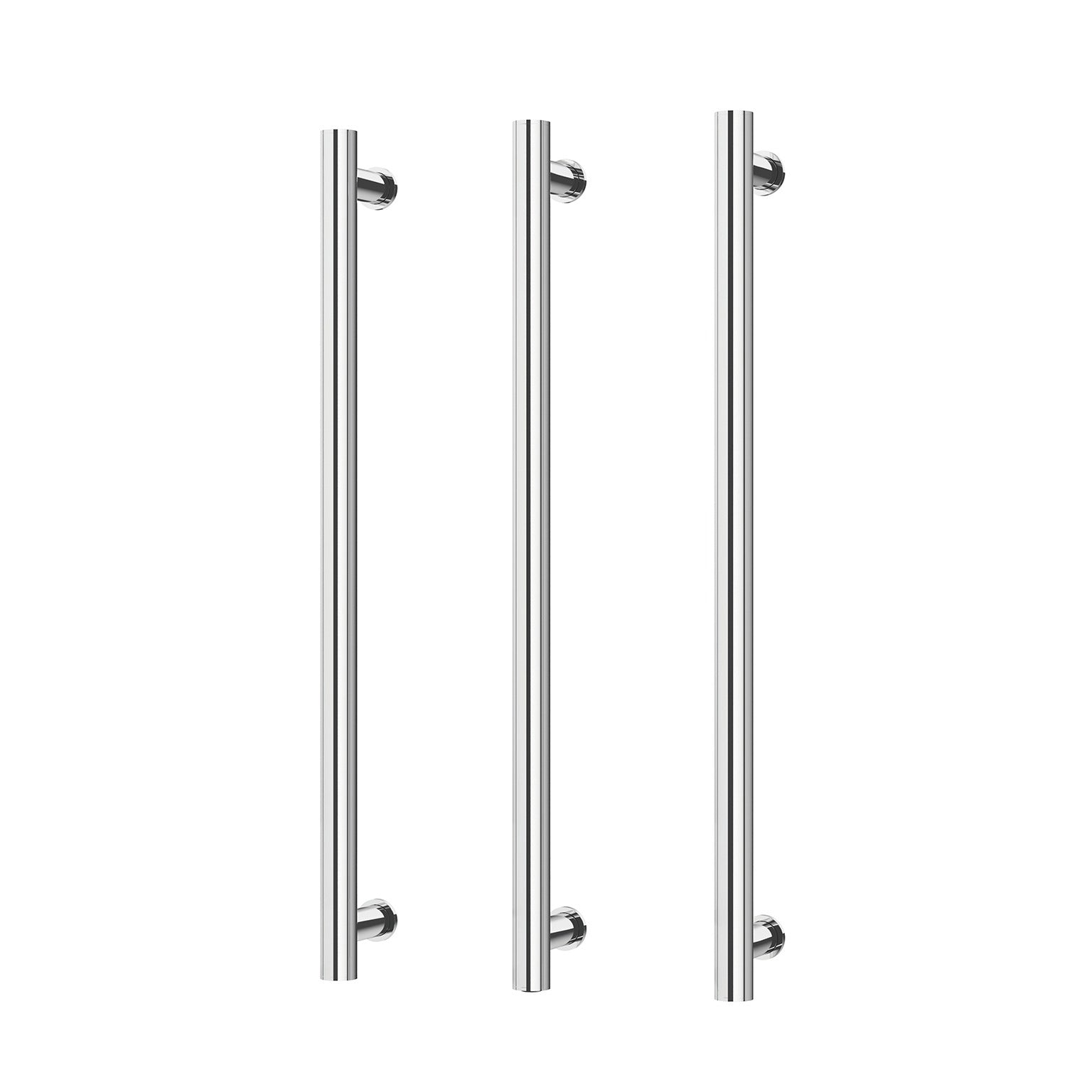 PHOENIX ROUND TRIPLE HEATED TOWEL RAIL CHROME (AVAILABLE IN 600MM AND 800MM)