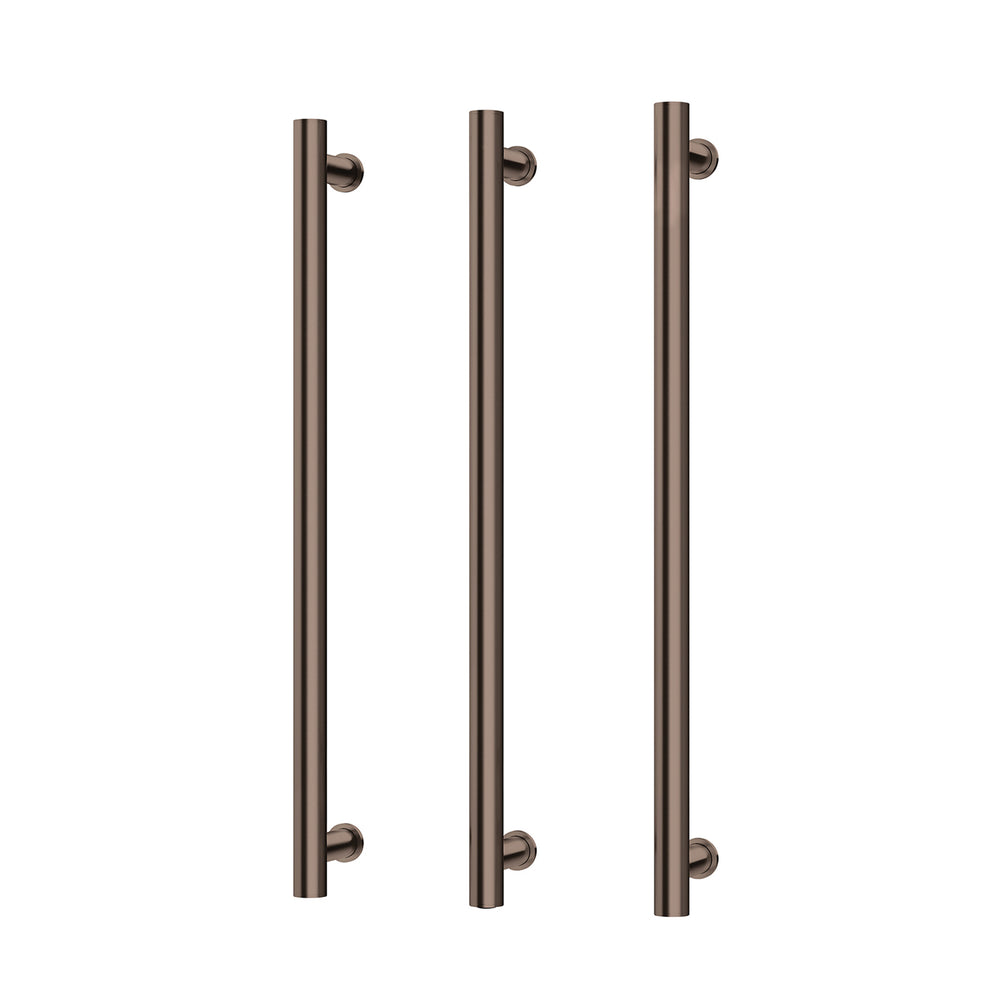 PHOENIX ROUND TRIPLE HEATED TOWEL RAIL 800MM BRUSHED BRONZE
