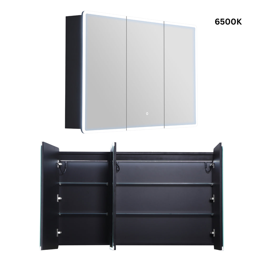 LUKKA AVOLA MATTE BLACK LED MIRROR SHAVING CABINET WITH 3 COLOUR LIGHTS 1200X750MM