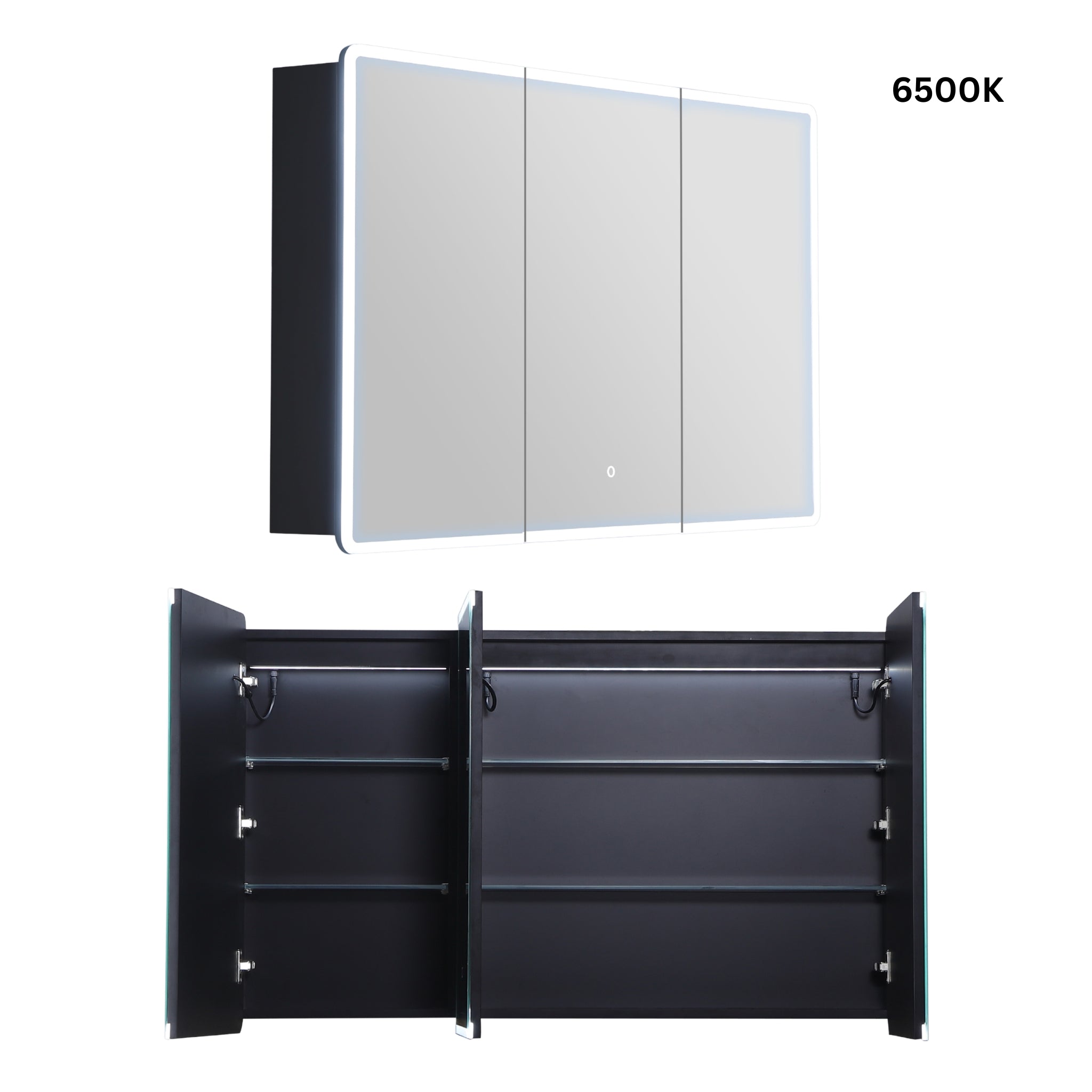 LUKKA AVOLA MATTE BLACK LED MIRROR SHAVING CABINET WITH 3 COLOUR LIGHTS 1200X750MM
