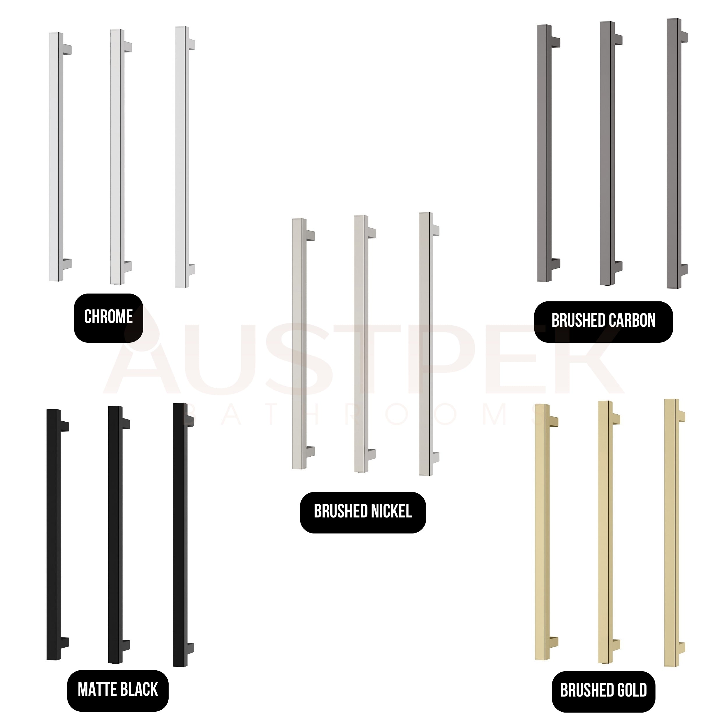 PHOENIX SQUARE TRIPLE HEATED TOWEL RAIL BRUSHED GOLD (AVAILABLE IN 600MM AND 800MM)