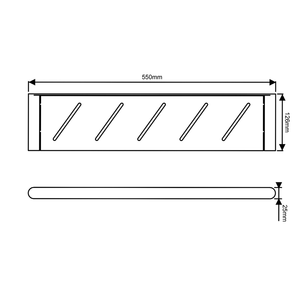 AQUAPERLA RUSHY SHELF 550MM CHROME