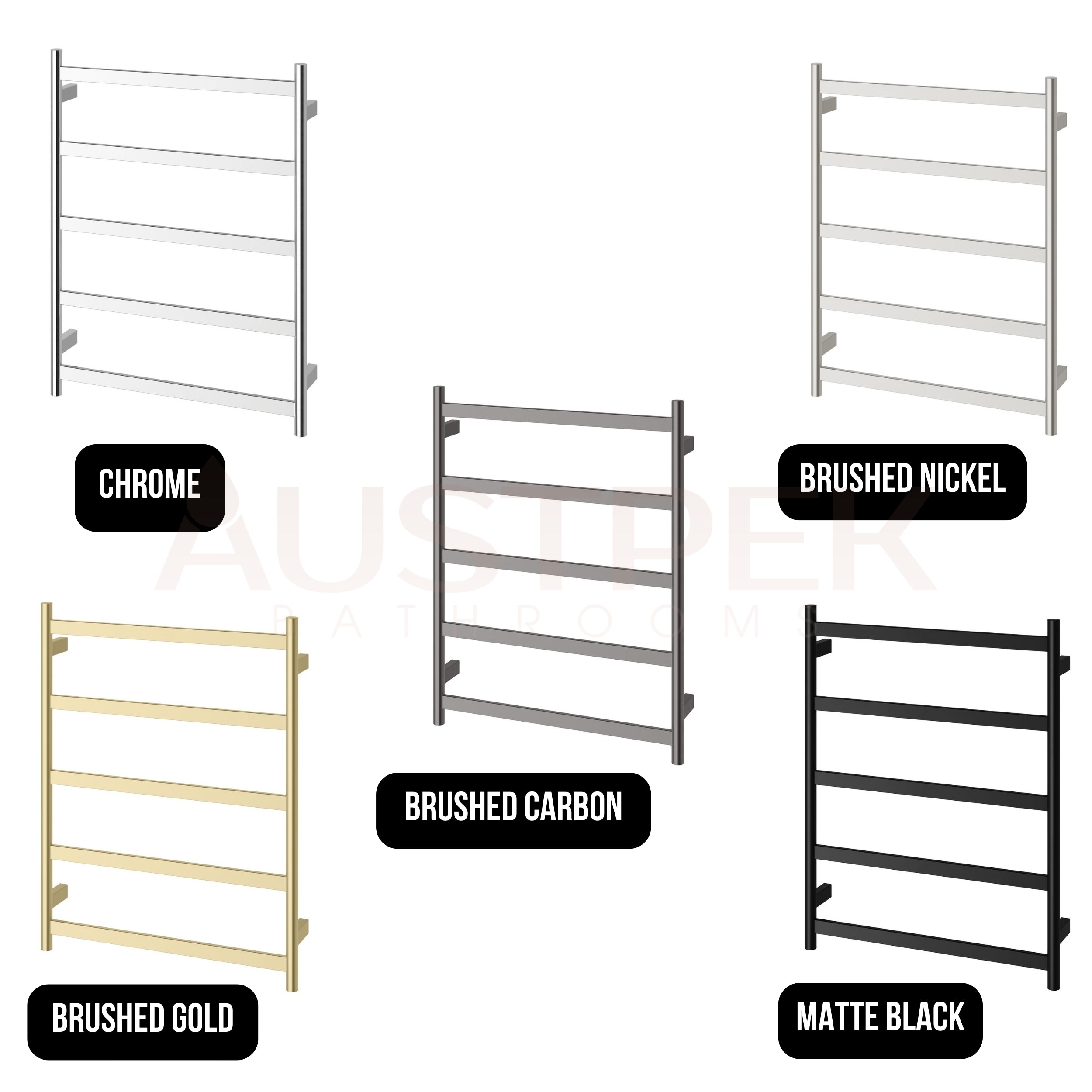 PHOENIX 5-FLAT BARS HEATED TOWEL LADDER BRUSHED GOLD 548MM