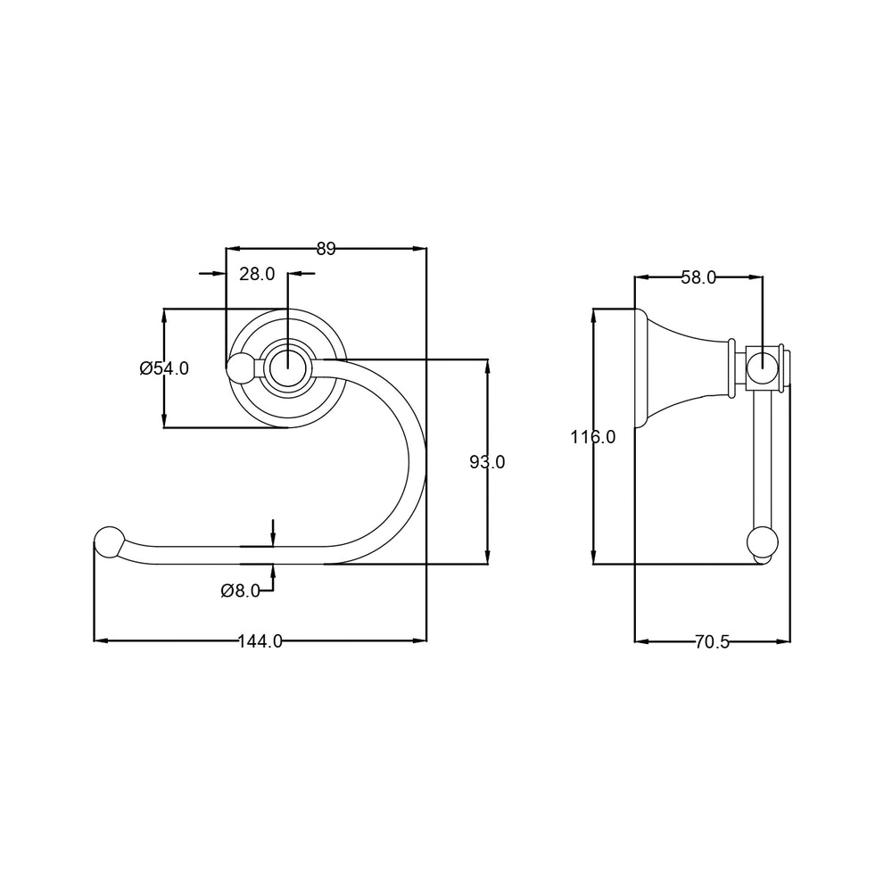 IKON CLASICO TOILET ROLL HOLDER MATTE BLACK 144MM