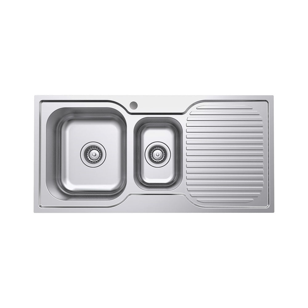 FIENZA TIVA DOUBLE BOWL KITCHEN SINK WITH DRAINER STAINLESS STEEL 980MM