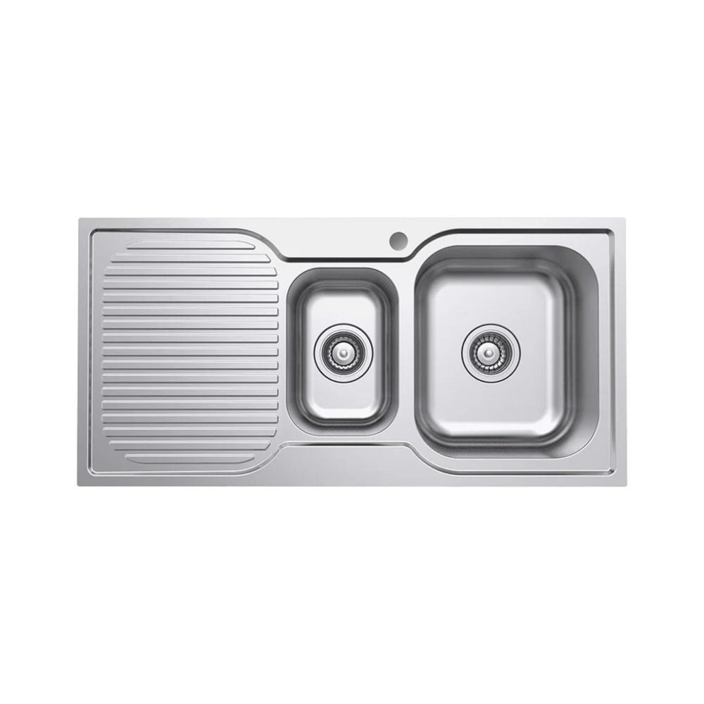 FIENZA TIVA DOUBLE BOWL KITCHEN SINK WITH DRAINER STAINLESS STEEL 980MM
