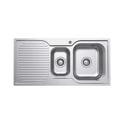 FIENZA TIVA DOUBLE BOWL KITCHEN SINK WITH DRAINER STAINLESS STEEL 980MM