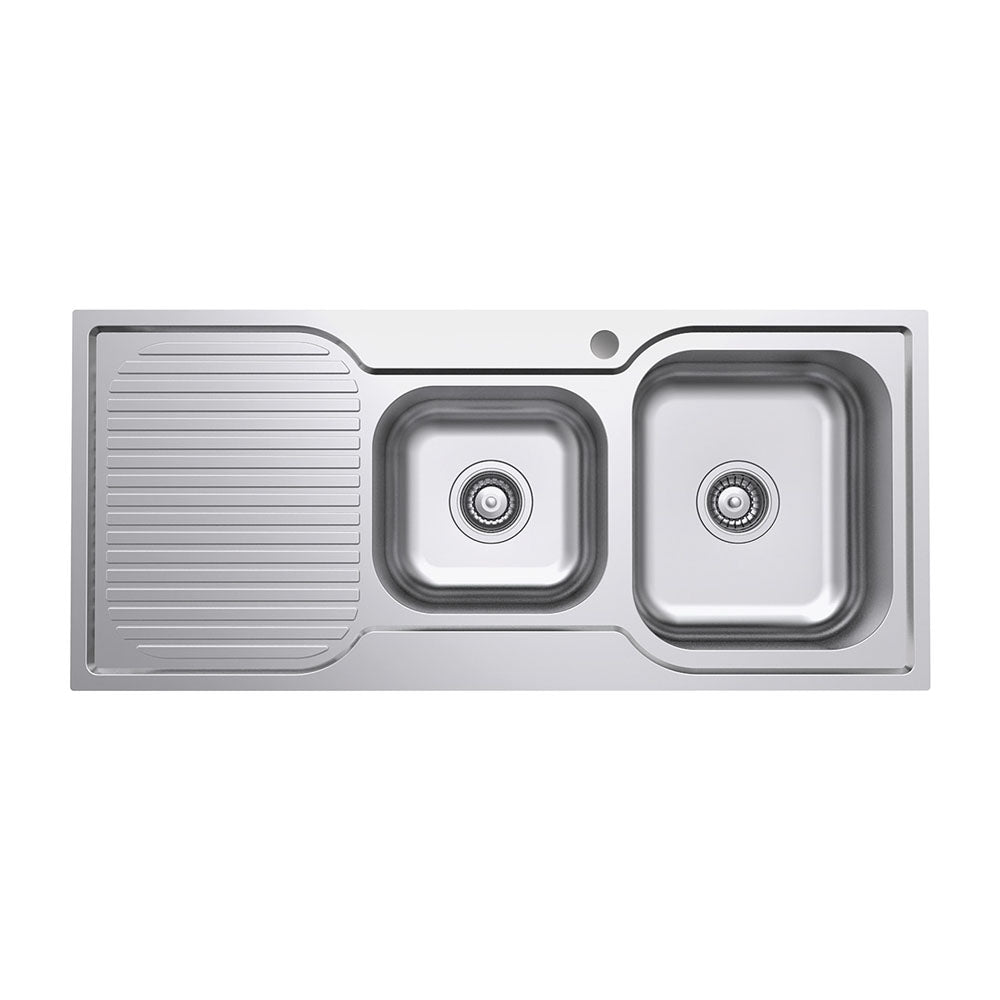 FIENZA TIVA DOUBLE BOWL KITCHEN SINK WITH DRAINER STAINLESS STEEL 1080MM