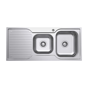FIENZA TIVA DOUBLE BOWL KITCHEN SINK WITH DRAINER STAINLESS STEEL 1080MM
