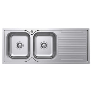 FIENZA TIVA DOUBLE BOWL KITCHEN SINK WITH DRAINER STAINLESS STEEL 1180MM