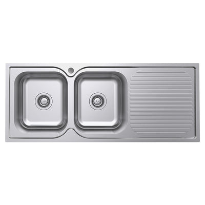 FIENZA TIVA DOUBLE BOWL KITCHEN SINK WITH DRAINER STAINLESS STEEL 1180MM