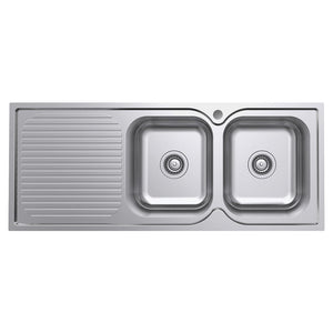 FIENZA TIVA DOUBLE BOWL KITCHEN SINK WITH DRAINER STAINLESS STEEL 1180MM