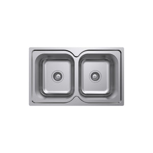 FIENZA TIVA DOUBLE BOWL KITCHEN SINK NO TAP HOLE STAINLESS STEEL 780MM
