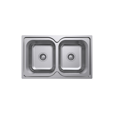 FIENZA TIVA DOUBLE BOWL KITCHEN SINK NO TAP HOLE STAINLESS STEEL 780MM