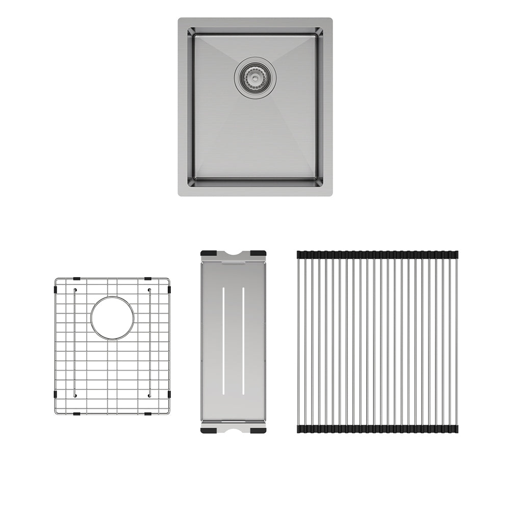 FIENZA HANA 27L SINGLE BOWL KITCHEN SINK KIT STAINLESS STEEL 390MM