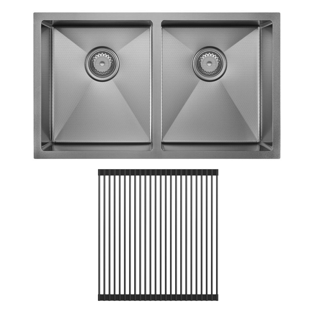 FIENZA HANA ANTI SCRATCH DOUBLE BOWL KITCHEN SINK KIT PVD GUN METAL 760MM
