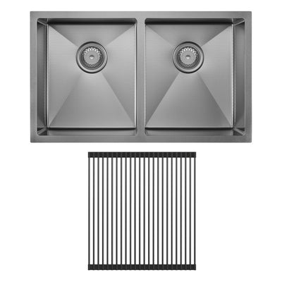 FIENZA HANA ANTI SCRATCH DOUBLE BOWL KITCHEN SINK KIT PVD GUN METAL 760MM