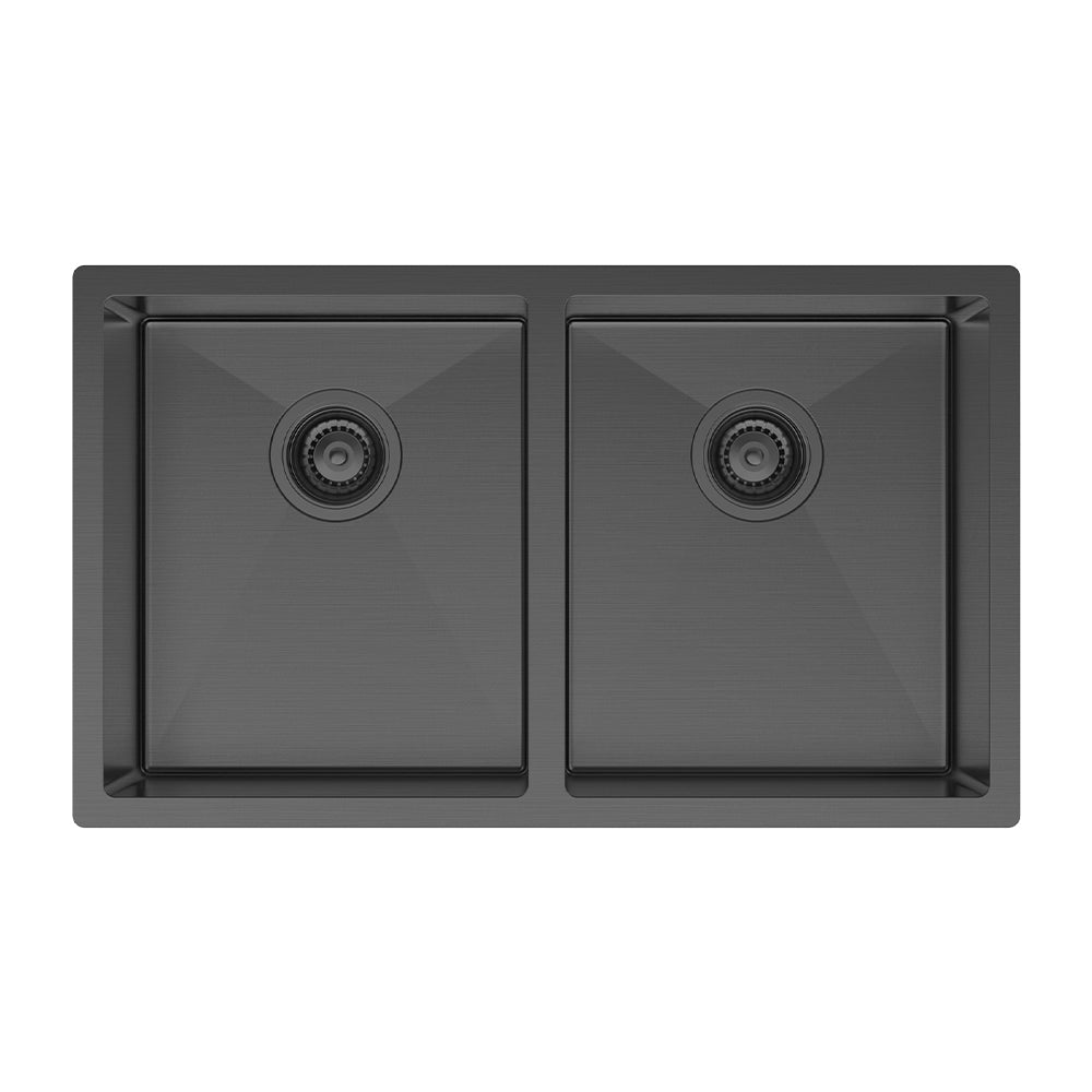 FIENZA HANA DOUBLE BOWL KITCHEN SINK PVD CARBON METAL 760MM