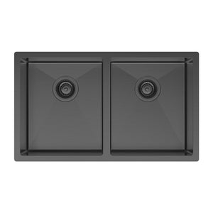 FIENZA HANA DOUBLE BOWL KITCHEN SINK PVD CARBON METAL 760MM