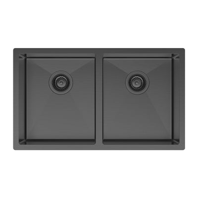 FIENZA HANA DOUBLE BOWL KITCHEN SINK PVD CARBON METAL 760MM