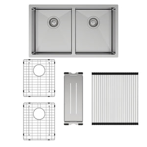 FIENZA HANA DOUBLE BOWL KITCHEN SINK KIT STAINLESS STEEL 760MM