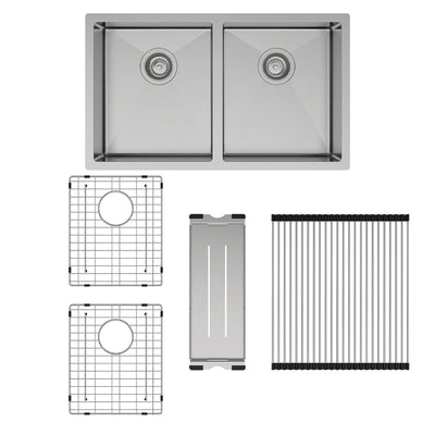 FIENZA HANA DOUBLE BOWL KITCHEN SINK KIT STAINLESS STEEL 760MM
