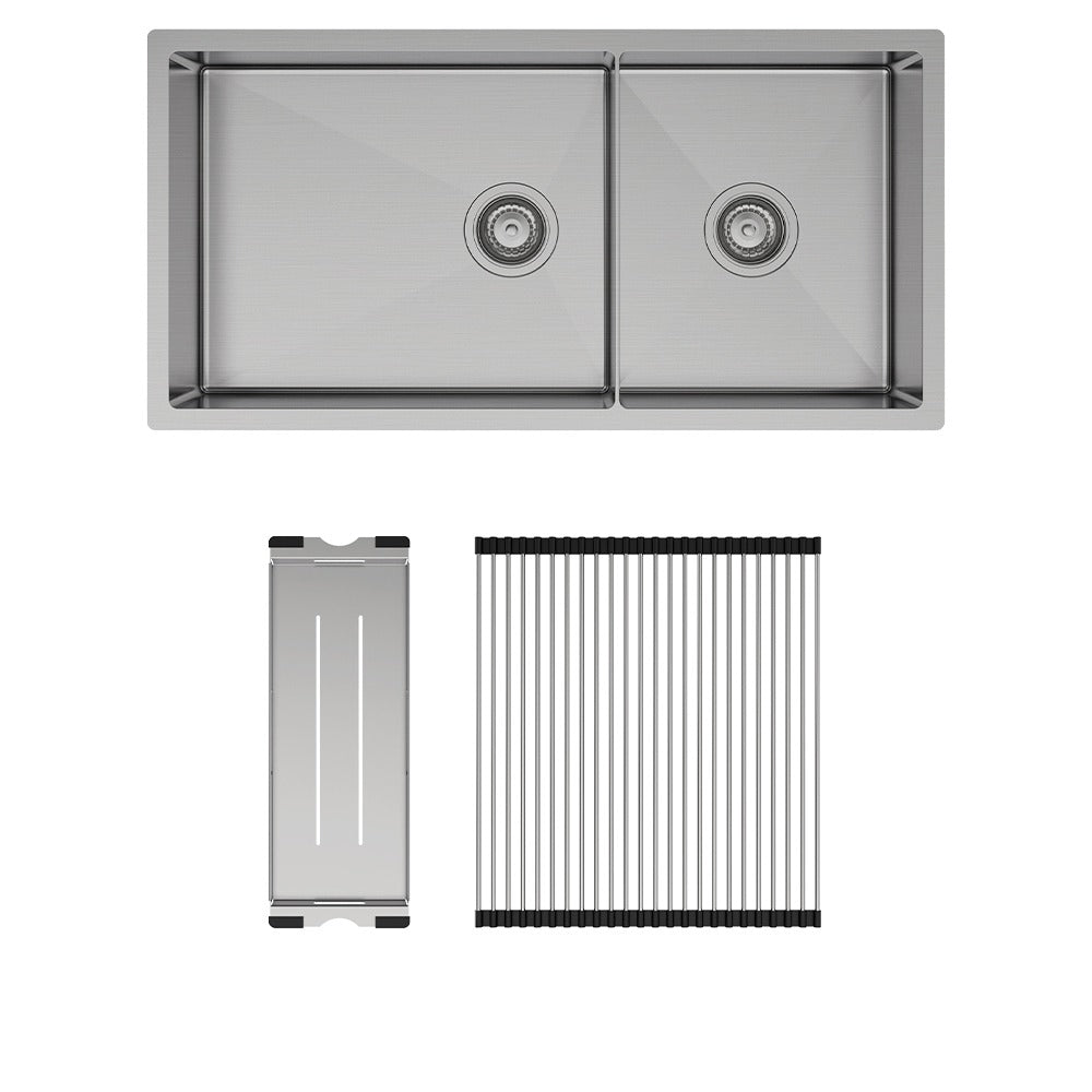 FIENZA HANA DOUBLE BOWL KITCHEN SINK KIT STAINLESS STEEL 892MM