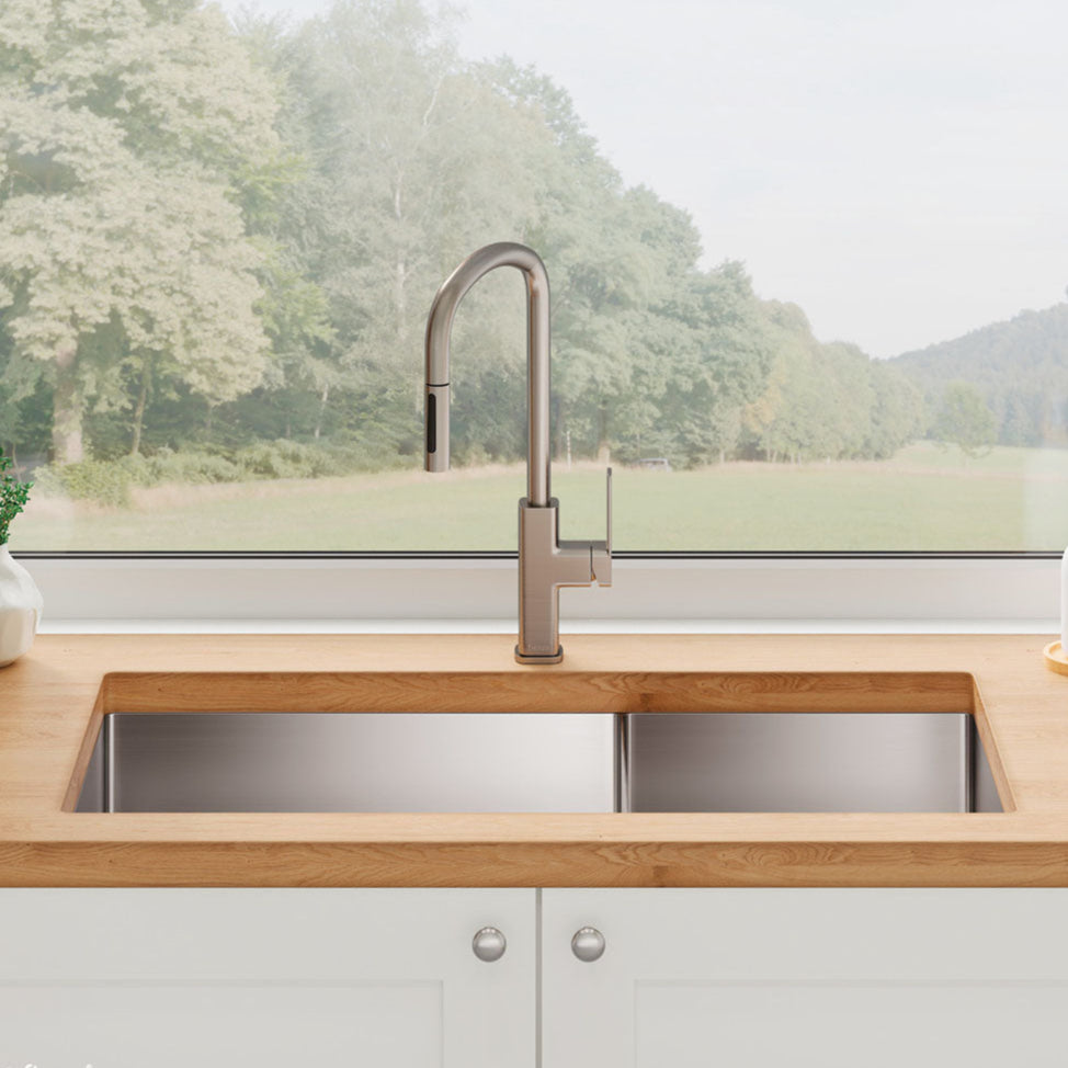 FIENZA HANA DOUBLE BOWL KITCHEN SINK STAINLESS STEEL 892MM