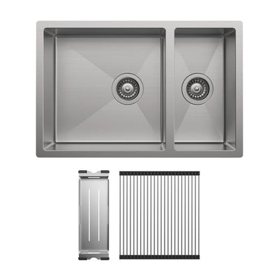 FIENZA HANA DOUBLE BOWL KITCHEN SINK KIT STAINLESS STEEL 680MM