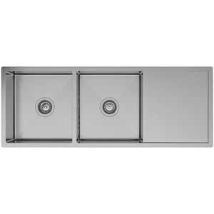 FIENZA HANA DOUBLE BOWL KITCHEN SINK WITH DRAINER STAINLESS STEEL 1180MM