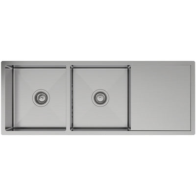 FIENZA HANA DOUBLE BOWL KITCHEN SINK WITH DRAINER STAINLESS STEEL 1180MM
